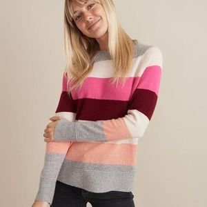 NWT Marine Layer Maya Cashmere Swing Sweater in Heather Grey/Multi Stripe